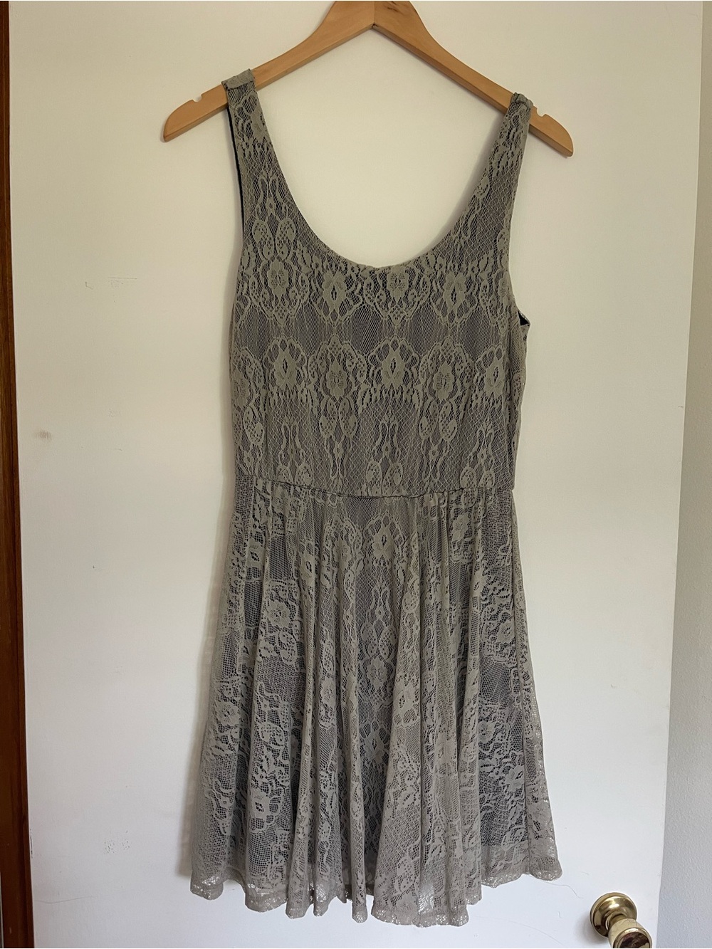 Mimi Chica Gray Lace Fit & Flare Dress Size Medium